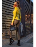 Fitted blouse with a V-neck, yellow 8068 - Online store - Boutique